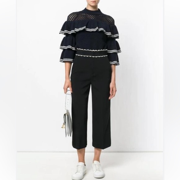 Self-Portrait STRIPED FRILL SWEATER
NAVY Wool Jumper Medium. - Picture 16 of 16